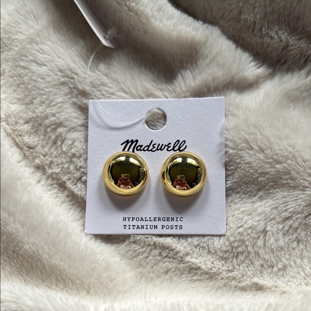 Madewell Shiny Gold Button Earrings